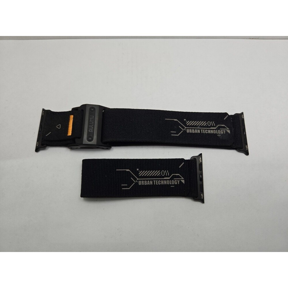 Aulumu A11 Mag Buckle Slim Band For Apple Watch Ultra 49mm Black Nylon Strap Set